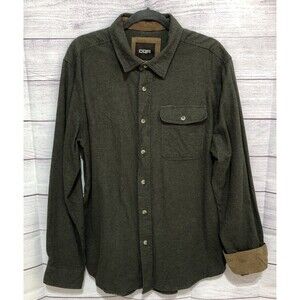 CQR Tactical Flannel Shirt Men's XL Color HGN Green Corduroy Flip Cuff Button Up